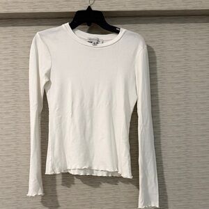 Something Navy Basic Long-Sleeve Crewneck Top - White